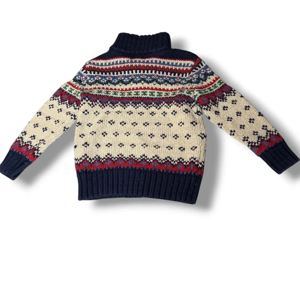 Polo Ralph Lauren Vintage Sweater Kids 6 Silk Wool Fair Isle Knit Mock Neck